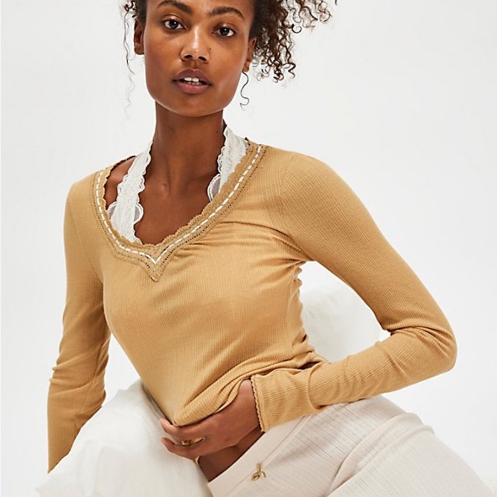 Free People Only You Long Sleeve V-Neck Top